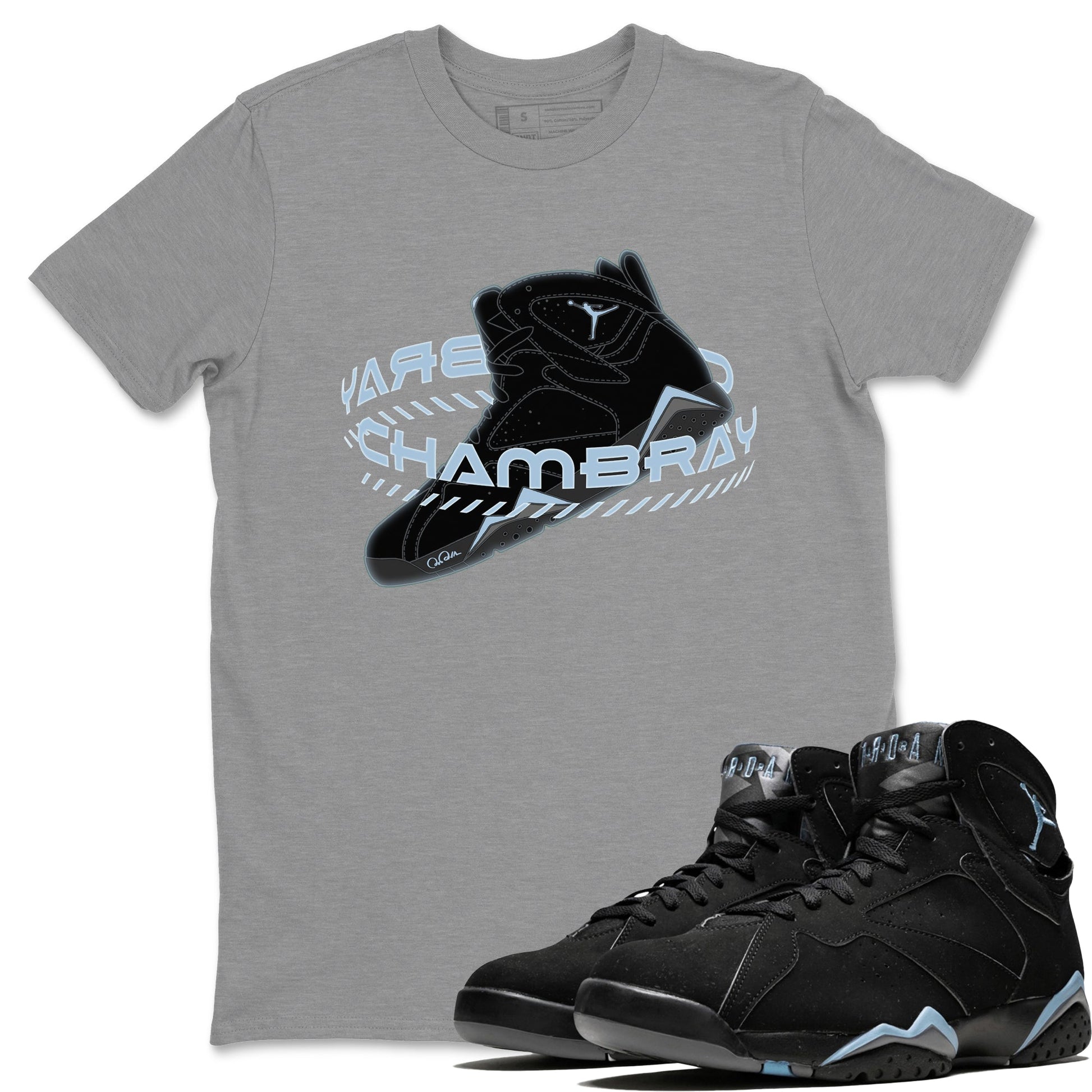 Air Jordan 7 Chambray Sneaker Match Tees Warping Space Sneaker Tees AJ7 Chambray Sneaker Release Tees Unisex Shirts Heather Grey 1