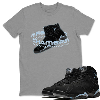 Air Jordan 7 Chambray Sneaker Match Tees Warping Space Sneaker Tees AJ7 Chambray Sneaker Release Tees Unisex Shirts Heather Grey 1
