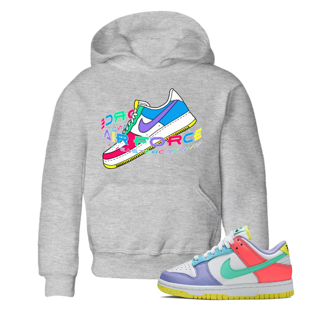 Dunk Easter Candy Sneaker Match Tees Warping Space Sneaker Tees Nike Easter Sneaker Release Tees Kids Shirts Heather Grey 1