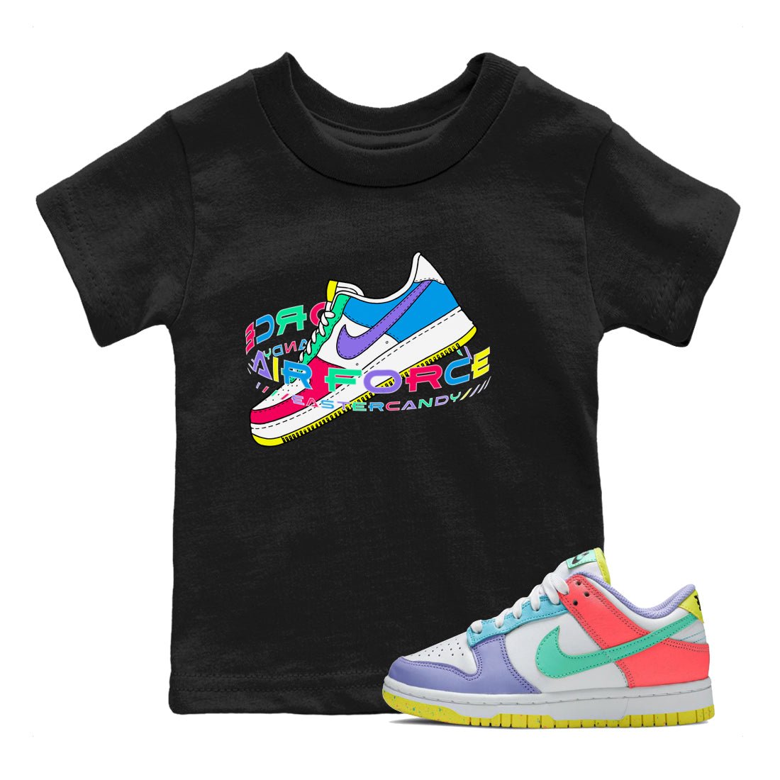 Dunk Easter Candy Sneaker Match Tees Warping Space Sneaker Tees Nike Easter Sneaker Release Tees Kids Shirts Black 1