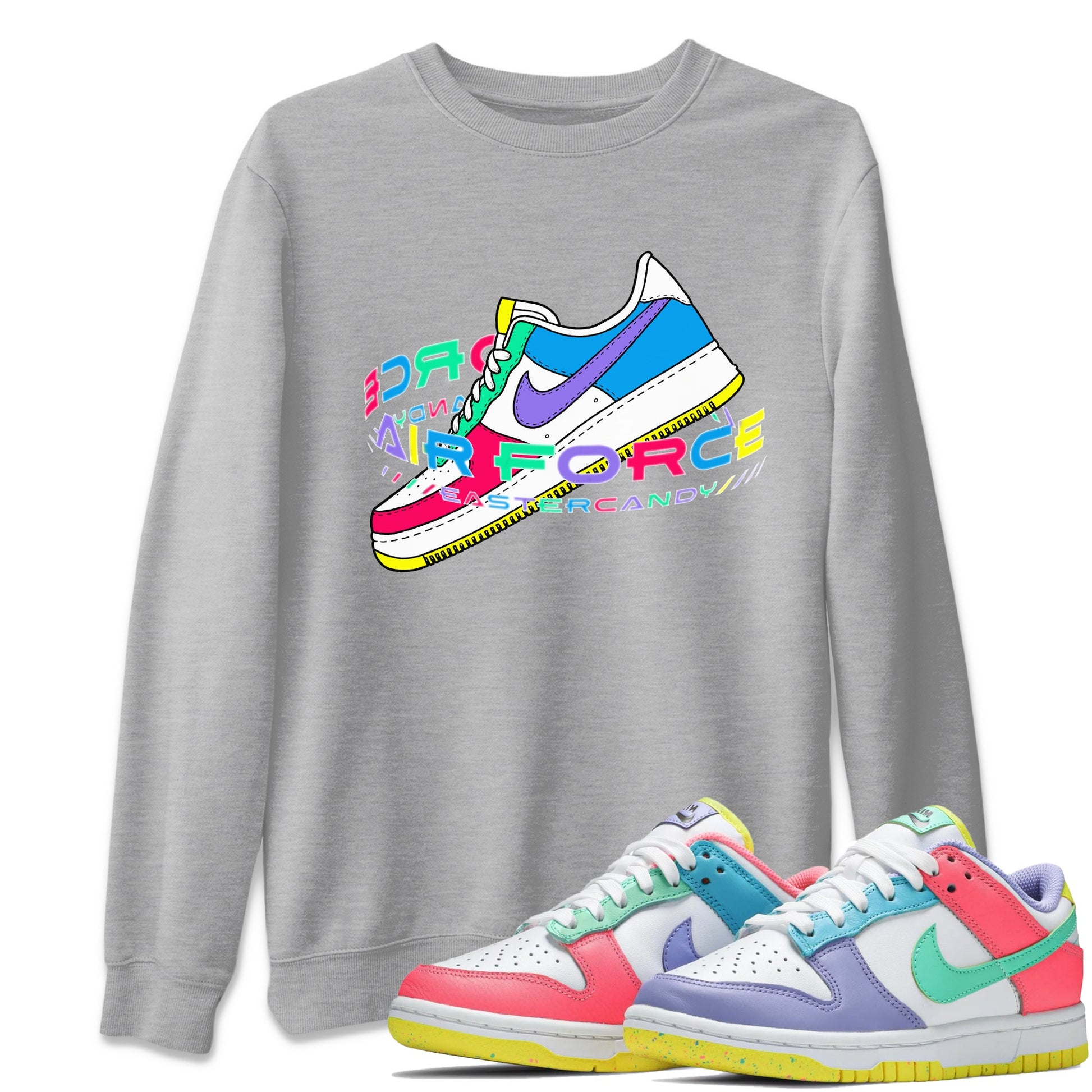 Dunk Easter Candy Sneaker Match Tees Warping Space Sneaker Tees Nike Easter Sneaker Release Tees Unisex Shirts Heather Grey 1