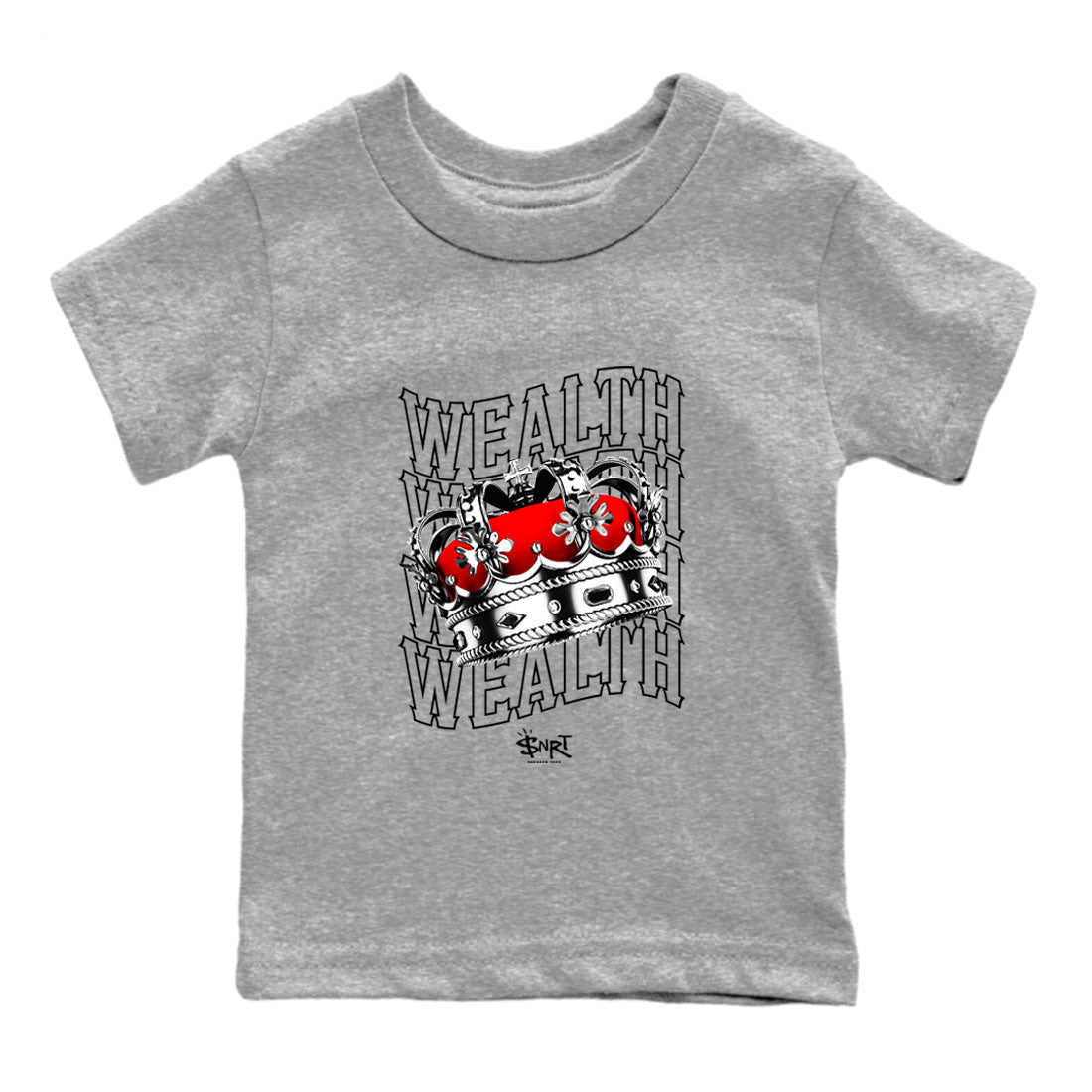 Air Jordan 1 Retro High OG Satin Bred shirt to match jordans Wealth sneaker release tees Air Jordan 1 Satin Bred SNRT Sneaker Tees Baby Toddler Heather Grey 2 T-Shirt