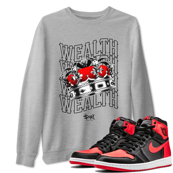 Air Jordan 1 Retro High OG Satin Bred shirt to match jordans Wealth sneaker release tees Air Jordan 1 Satin Bred SNRT Sneaker Tees Unisex Streetwear Clothing Heather Grey 1 T-Shirt