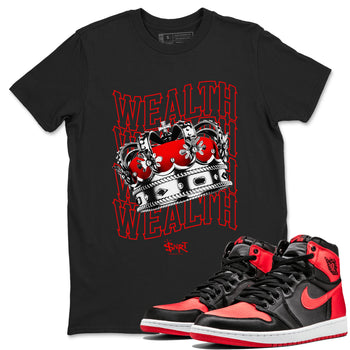 Air Jordan 1 Retro High OG Satin Bred shirt to match jordans Wealth sneaker release tees Air Jordan 1 Satin Bred SNRT Sneaker Tees Unisex Streetwear Clothing Black 1 T-Shirt
