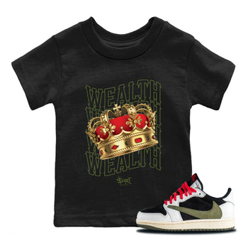 Jordan 1 Travis Scott Olive Sneaker Match Tees Wealth Sneaker Tees Jordan 1 Travis Scott Olive Sneaker Release Tees Kids Shirts