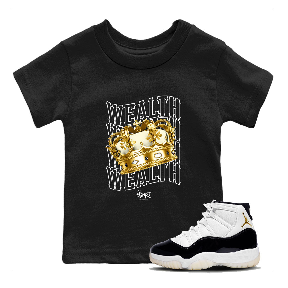 Air Jordan 11 Gratitude shirt to match jordans Wealth sneaker tees Jordan 11 Retro Gratitude SNRT Sneaker Tees Baby Toddler Black 1 T-Shirt