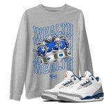 Air Jordan 3 Wizards Sneaker Match Tees Wealth Sneaker Tees Air Jordan 3 True Blue Sneaker Release Tees Unisex Shirts Heather Grey 1