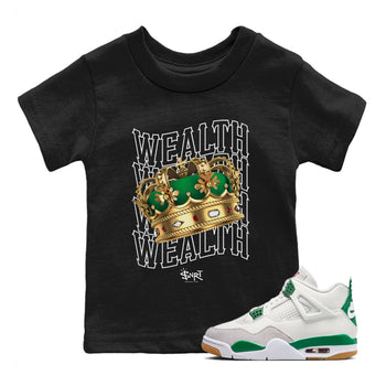 Jordan 4 Pine Green SB Sneaker Match Tees Wealth Sneaker Tees Jordan Retro 4 Pine Green Sneaker Tees Sneaker Release Shirts Kids Shirts Black 1