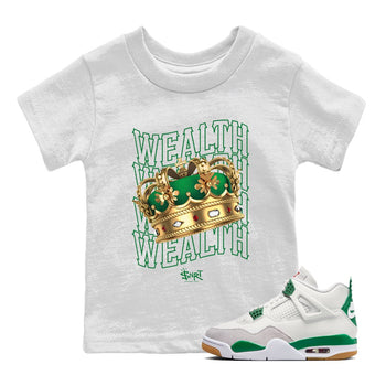 Air Jordan 4 Pine Green Sneaker Match Tees Wealth Sneaker Tees Jordan Retro 4 Pine Green Sneaker Release Tees Kids Shirts White 1