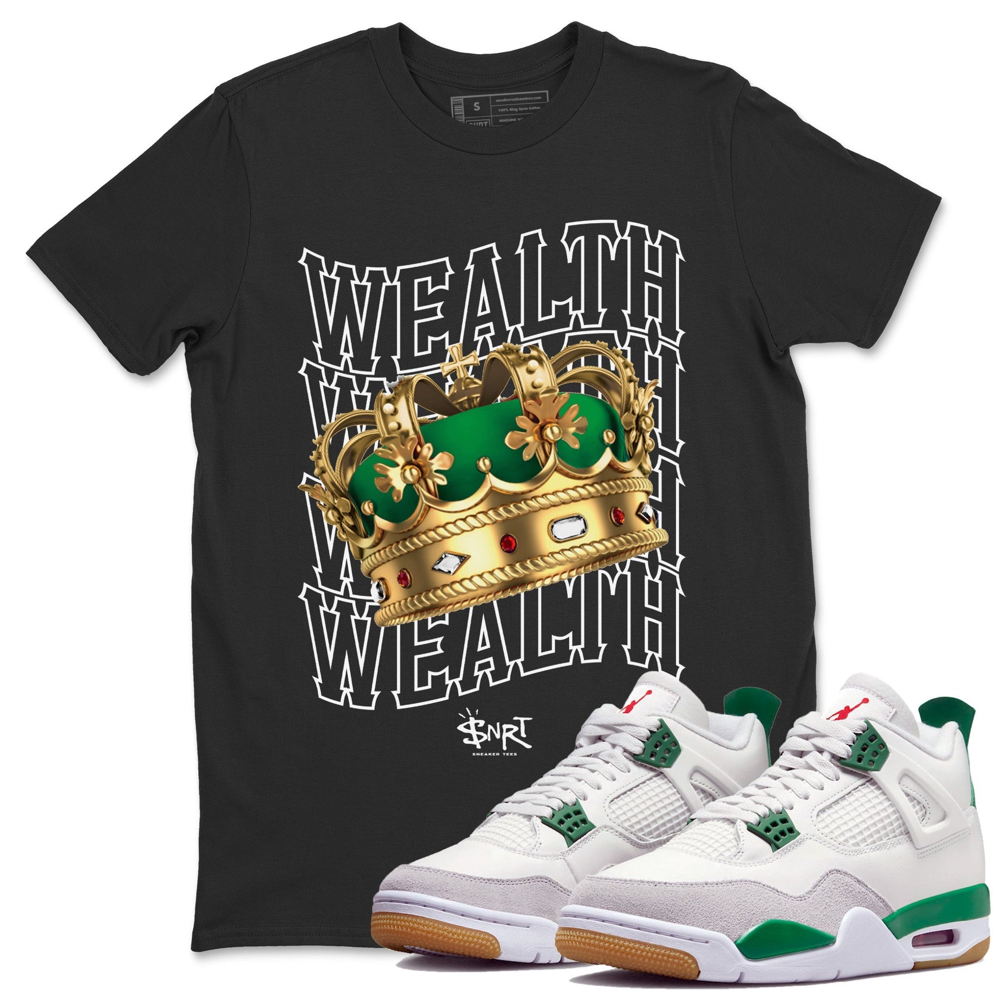 Jordan 4 Pine Green SB Sneaker Match Tees Wealth Sneaker Tees Jordan Retro 4 Pine Green Sneaker Tees Sneaker Release Shirts Unisex Shirts Black 1
