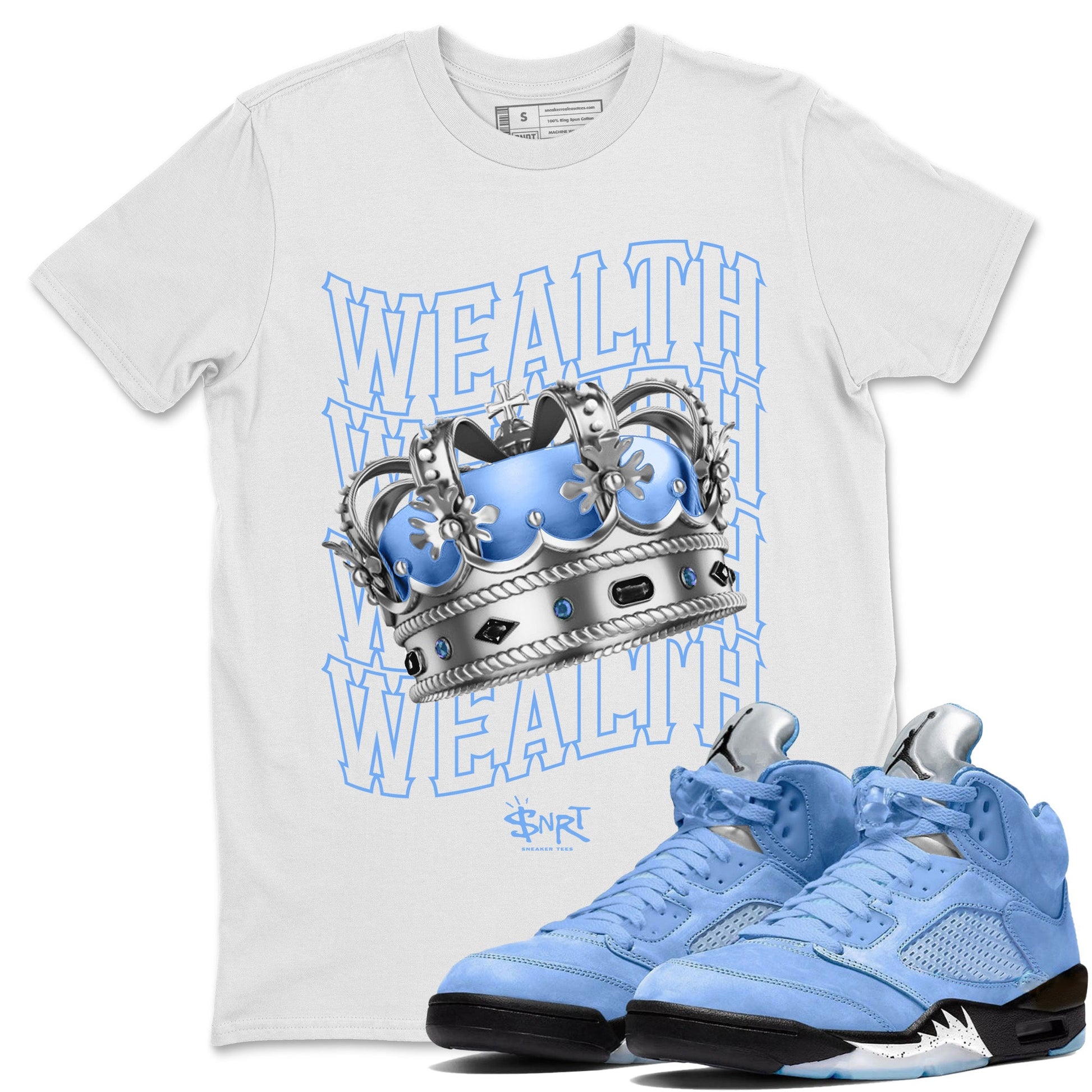 Jordan 5 UNC Jordan Shirts Wealth Sneaker Tees Air Jordan 5 UNC SNRT Sneaker Tees Unisex Shirts White 1