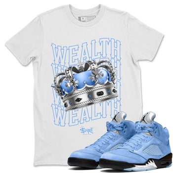 Jordan 5 UNC Jordan Shirts Wealth Sneaker Tees Air Jordan 5 UNC SNRT Sneaker Tees Unisex Shirts White 1