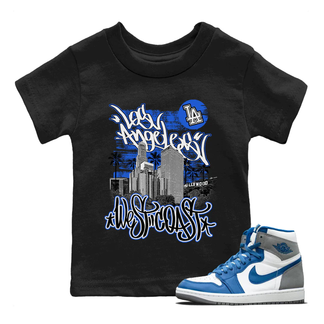 Jordan 1 True Blue Sneaker Match Tees West Coast Sneaker Tees Jordan 1 True Blue Sneaker Release Tees Kids Shirts