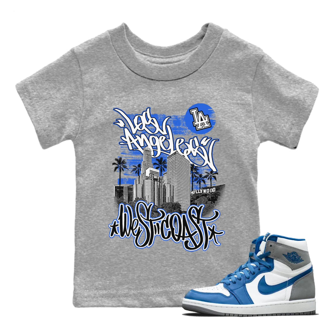 Jordan 1 True Blue Sneaker Match Tees West Coast Sneaker Tees Jordan 1 True Blue Sneaker Release Tees Kids Shirts