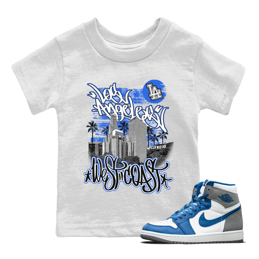 Jordan 1 True Blue Sneaker Match Tees West Coast Sneaker Tees Jordan 1 True Blue Sneaker Release Tees Kids Shirts