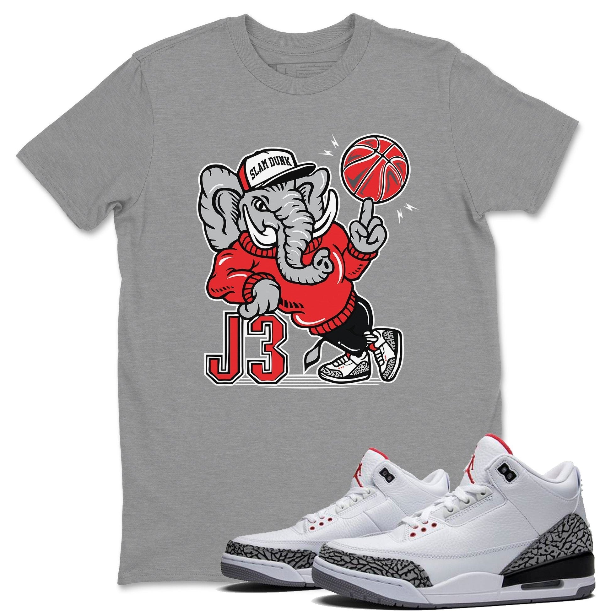 Jordan 3 White Cement Sneaker Match Tees AJ3 Elephant Sneaker Tees Jordan 3 White Cement Sneaker Release Tees Unisex Shirts