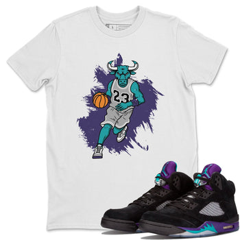 Jordan 5 Black Grape Sneaker Match Tees Bull Figure Sneaker Tees Jordan 5 Black Grape Sneaker Release Tees Unisex Shirts