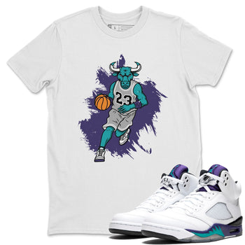 Jordan 5 Grape Sneaker Match Tees Bull Figure Sneaker Tees Jordan 5 Grape Sneaker Release Tees Unisex Shirts