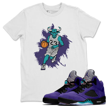 Jordan 5 Purple Grape Sneaker Match Tees Bull Figure Sneaker Tees Jordan 5 Purple Grape Sneaker Release Tees Unisex Shirts