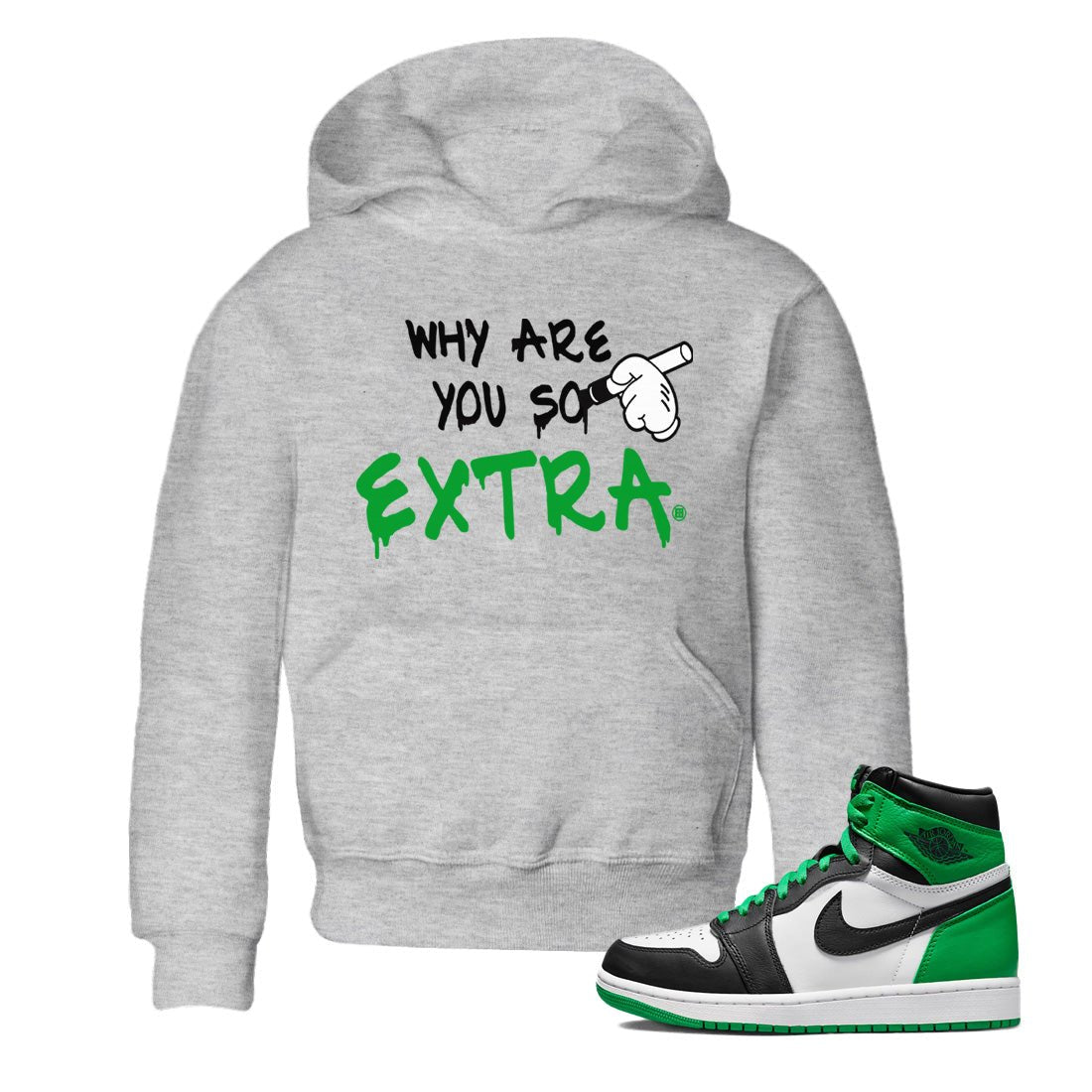 Air Jordan 1 Celtics Sneaker Match Tees Why Are You So Extra Sneaker Tees Air Jordan 1 Retro Celtics Sneaker Release Tees Kids Shirts Heather Grey 1