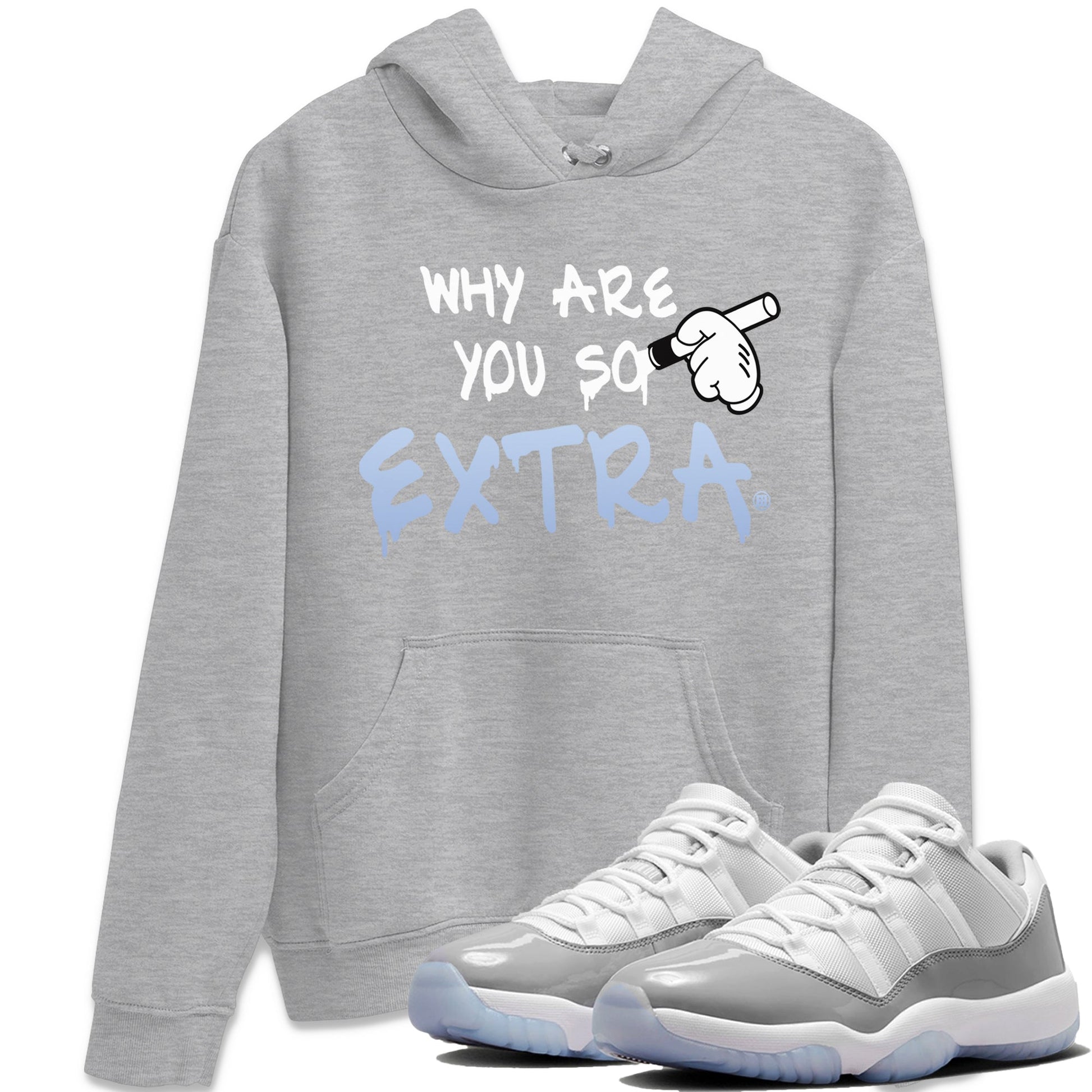 Air Jordan 11 White Cement Sneaker Match Tees Why Are You So Extra Sneaker Tees Jordan 11 Retro White Cement Sneaker Release Tees Unisex Shirts Heather Grey 1
