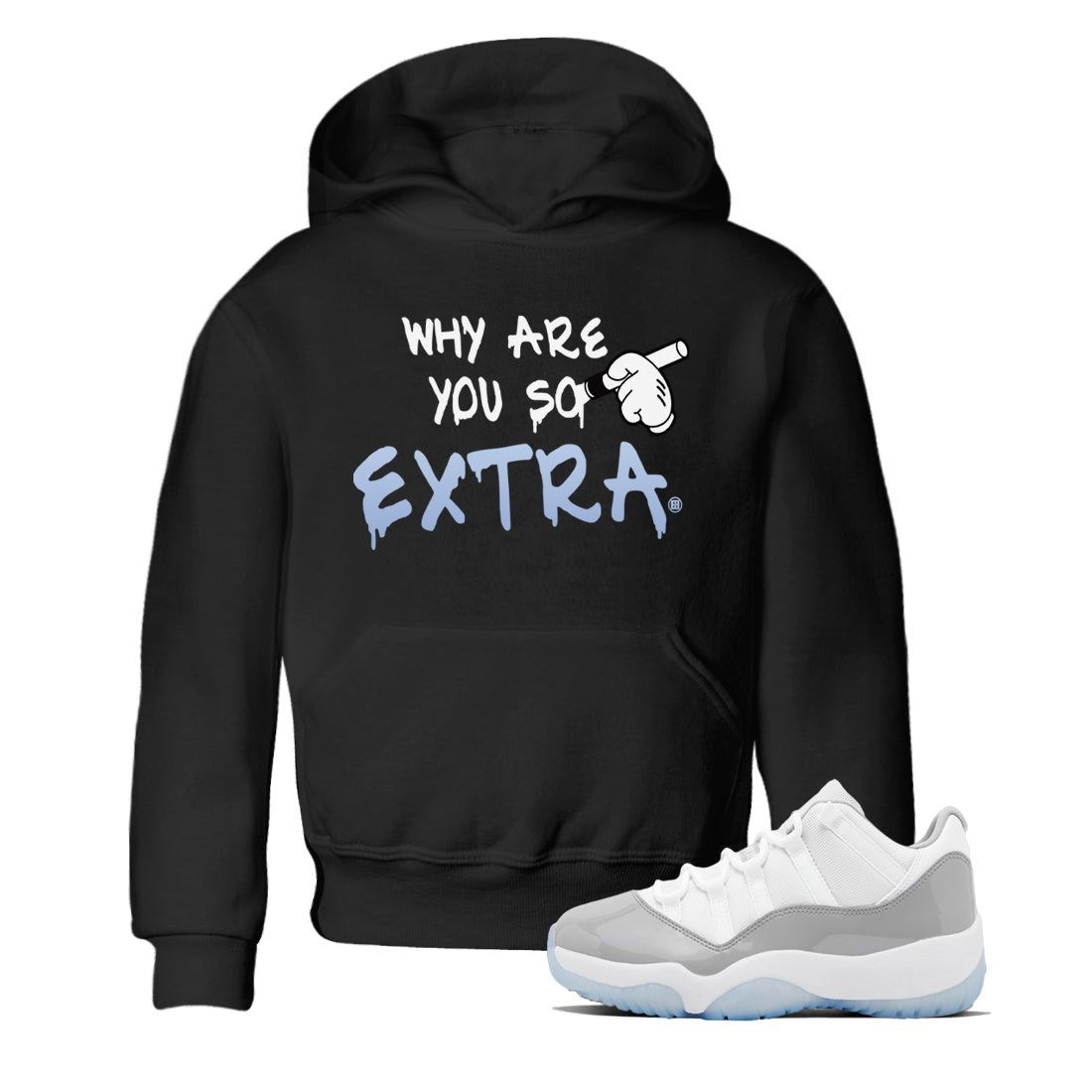 Air Jordan 11 White Cement Why Are You So Extra Baby and Kids Sneaker Tees Jordan 11 Retro White Cement Kids Sneaker Tees Washing and Care Tip