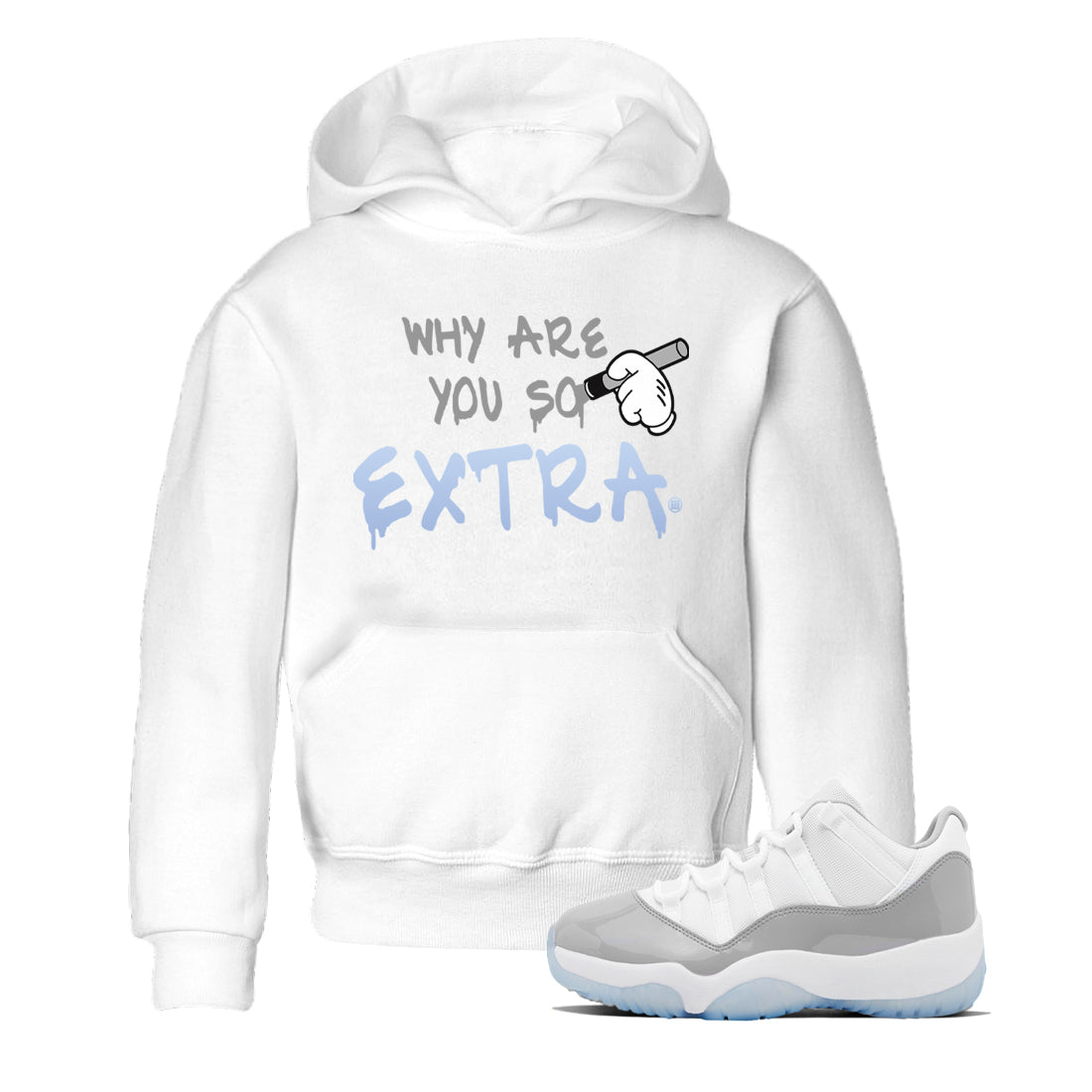 Air Jordan 11 White Cement Sneaker Match Tees Why Are You So Extra Sneaker Tees Jordan 11 Retro White Cement Sneaker Release Tees Kids Shirts White 1