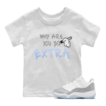 Air Jordan 11 White Cement Sneaker Match Tees Why Are You So Extra Sneaker Tees Jordan 11 Retro White Cement Sneaker Release Tees Kids Shirts White 1