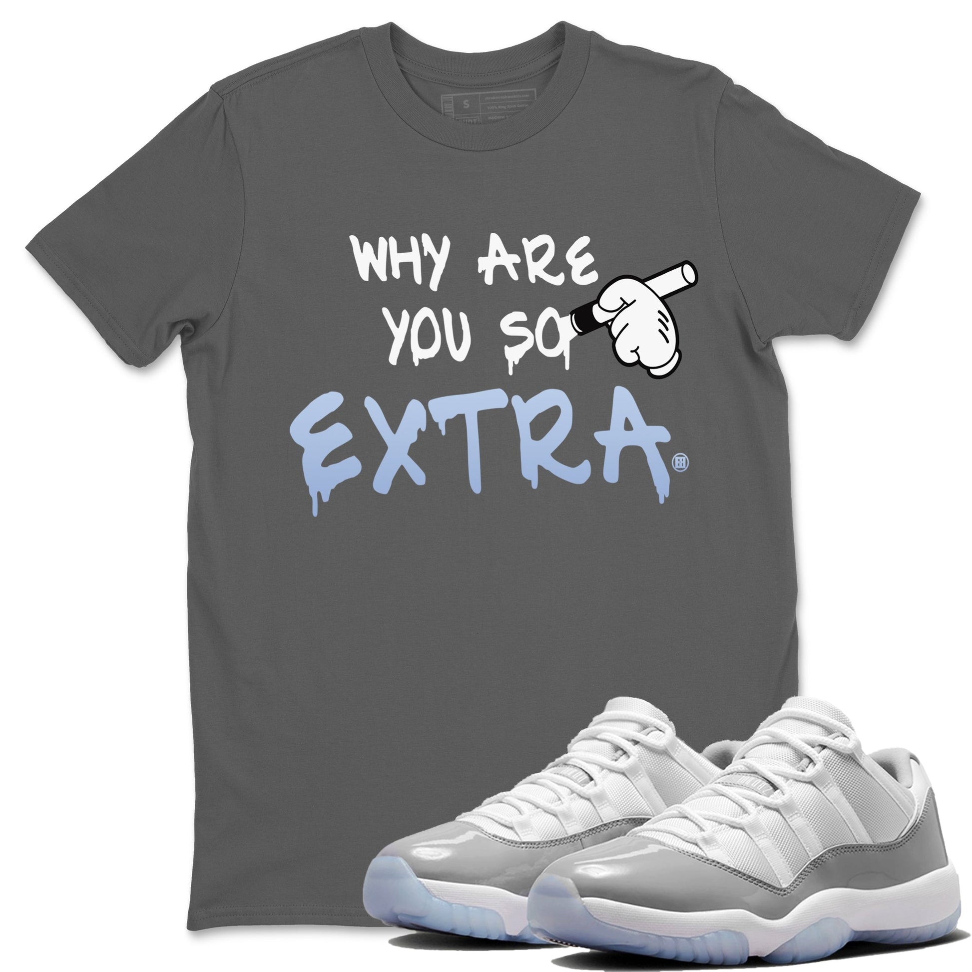 Air Jordan 11 White Cement Why Are You So Extra Crew Neck Sneaker Tees Jordan 11 Retro White Cement Sneaker T-Shirts Washing and Care Tip