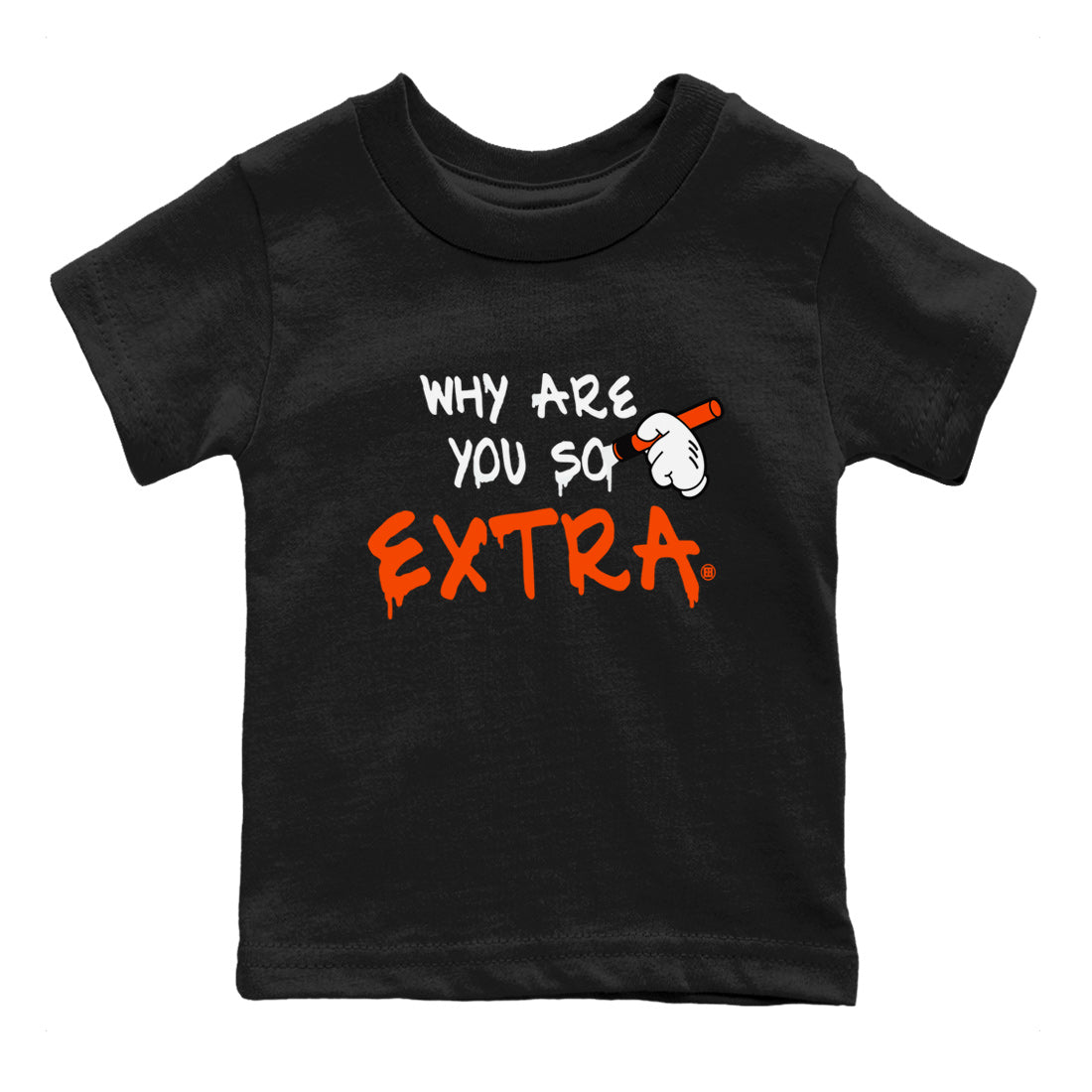Air Jordan 12 Brilliant Orange Sneaker Match Tees Why Are You So Extra Sneaker Tees 12s Brilliant Orange T-Shirt Kids Shirts Black 2