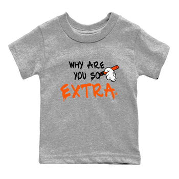 Air Jordan 12 Brilliant Orange Sneaker Match Tees Why Are You So Extra Sneaker Tees 12s Brilliant Orange T-Shirt Kids Shirts Heather Grey 2