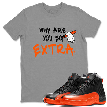 Air Jordan 12 Brilliant Orange Why Are You So Extra Crew Neck Sneaker Tees Air Jordan 12 Brilliant Orange Sneaker T-Shirts Size Chart