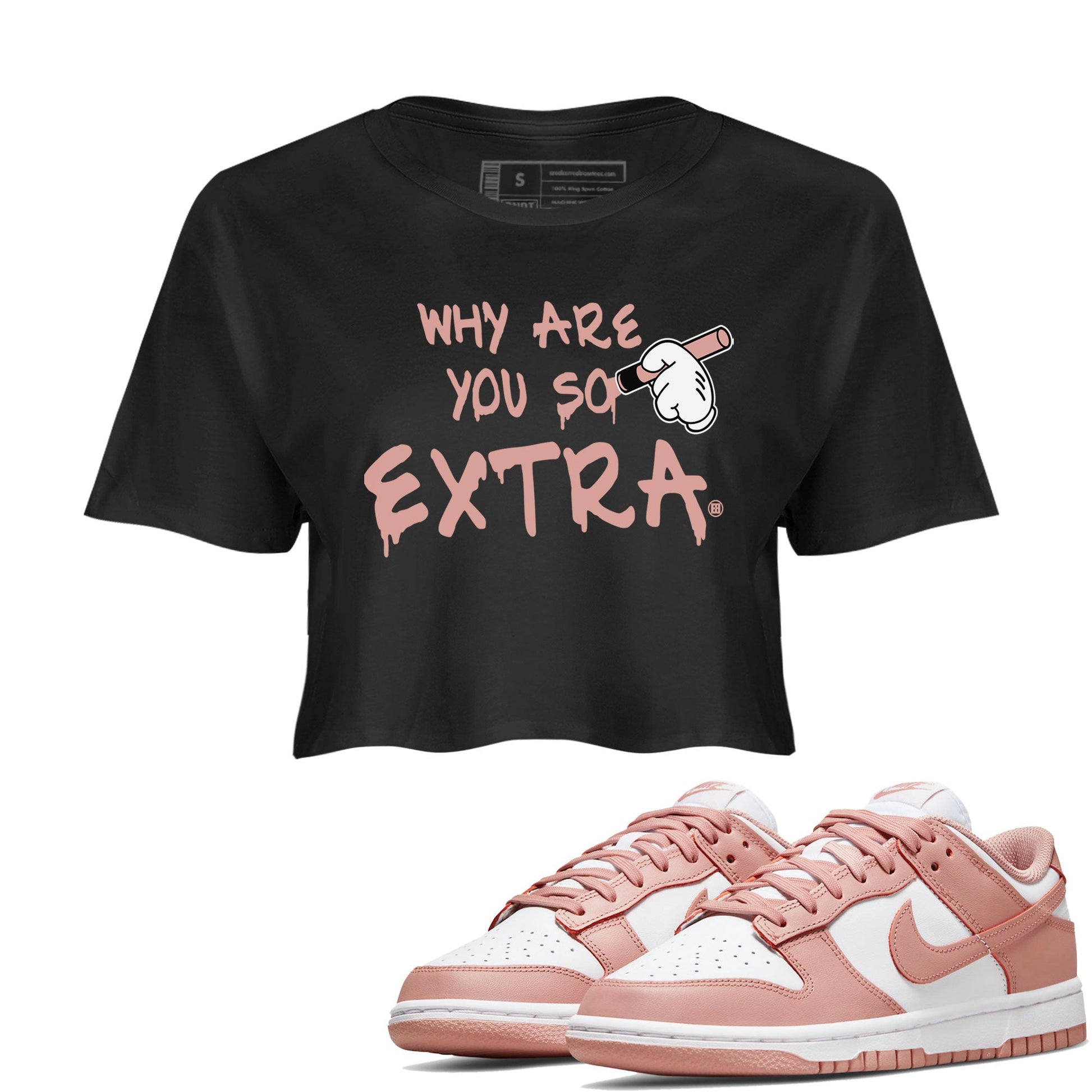 Dunks Low Rose Whisper shirt to match jordans Why Are You So Extra sneaker tees Dunk Rose Whisper SNRT Sneaker Release Tees Black 1 Crop T-Shirt