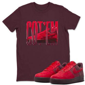 Air Force 1 Layers of Love shirt to match jordans Wiggling Gotem sneaker tees af1 Layers of Love SNRT Sneaker Release Tees unisex cotton Maroon 1 crew neck shirt