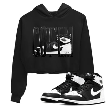 1s Black White shirt to match jordans Wiggling Gotem sneaker tees Air Jordan 1 High OG Black White SNRT Sneaker Release Tees Black 1 crop length shirt