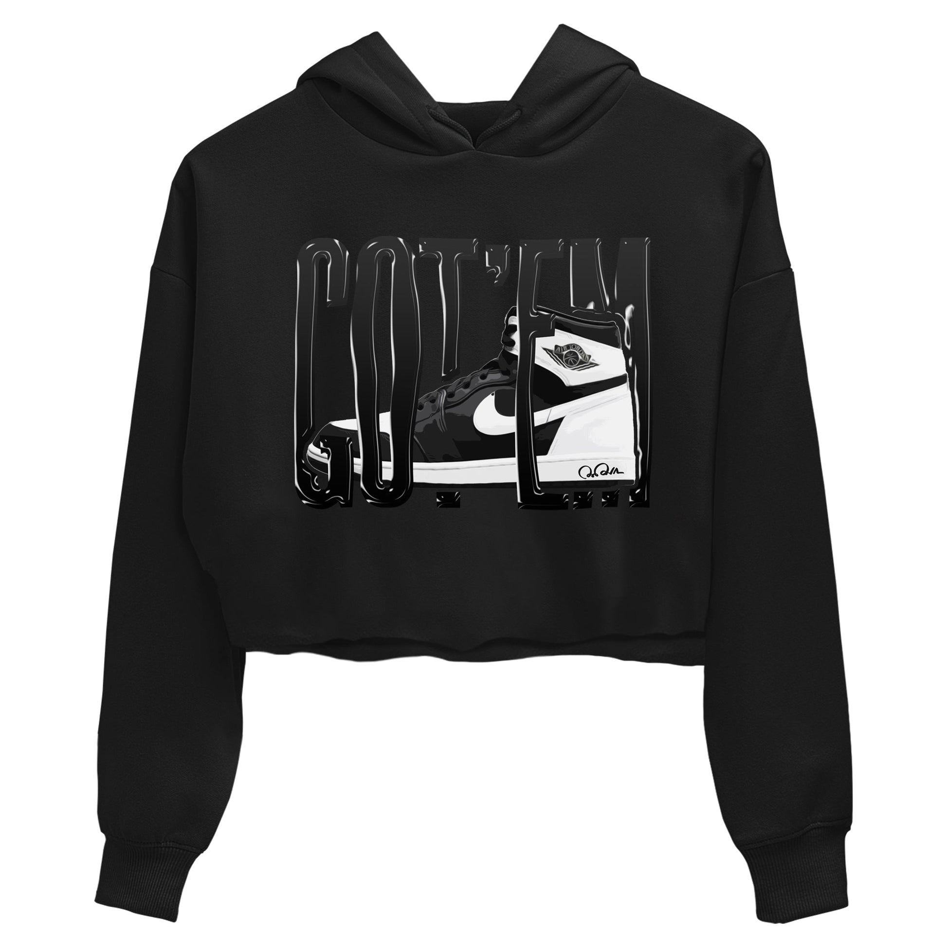 1s Black White shirt to match jordans Wiggling Gotem sneaker tees Air Jordan 1 High OG Black White SNRT Sneaker Release Tees Black 2 crop length shirt