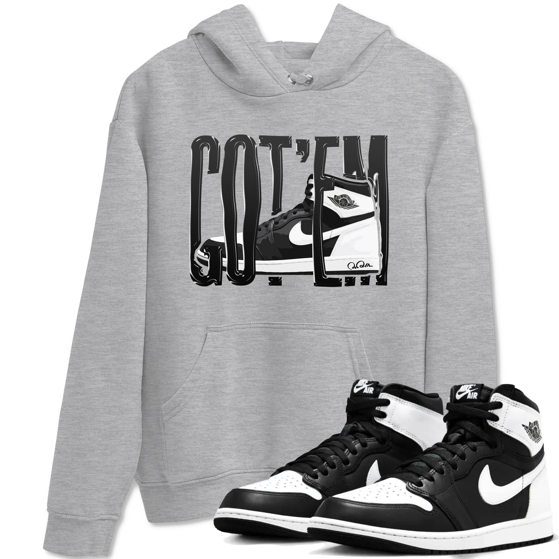 1s Black White shirt to match jordans Wiggling Gotem sneaker tees Air Jordan 1 High OG Black White SNRT Sneaker Release Tees unisex cotton Heather Grey 1 crew neck shirt