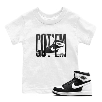 1s Black White shirt to match jordans Wiggling Gotem sneaker tees Air Jordan 1 High OG Black White SNRT sneaker release tees baby toddler White 1 cotton Shirt