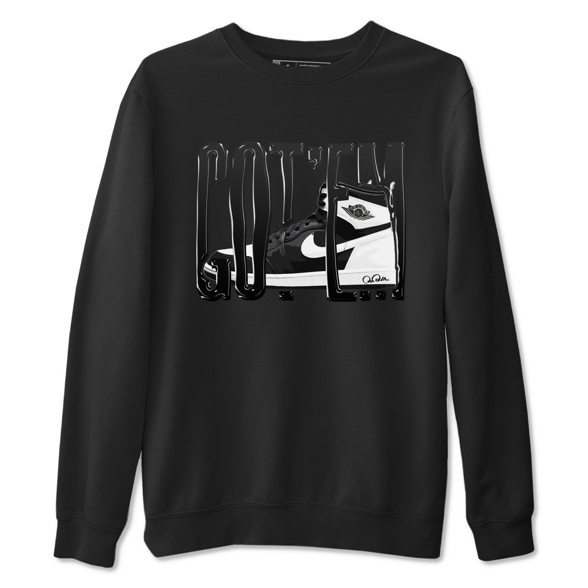 1s Black White shirt to match jordans Wiggling Gotem sneaker tees Air Jordan 1 High OG Black White SNRT Sneaker Release Tees unisex cotton Black 2 crew neck shirt