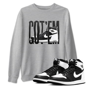 1s Black White shirt to match jordans Wiggling Gotem sneaker tees Air Jordan 1 High OG Black White SNRT Sneaker Release Tees unisex cotton Heather Grey 1 crew neck shirt