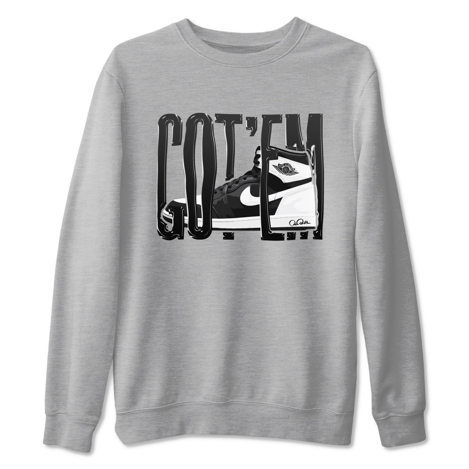 1s Black White shirt to match jordans Wiggling Gotem sneaker tees Air Jordan 1 High OG Black White SNRT Sneaker Release Tees unisex cotton Heather Grey 2 crew neck shirt