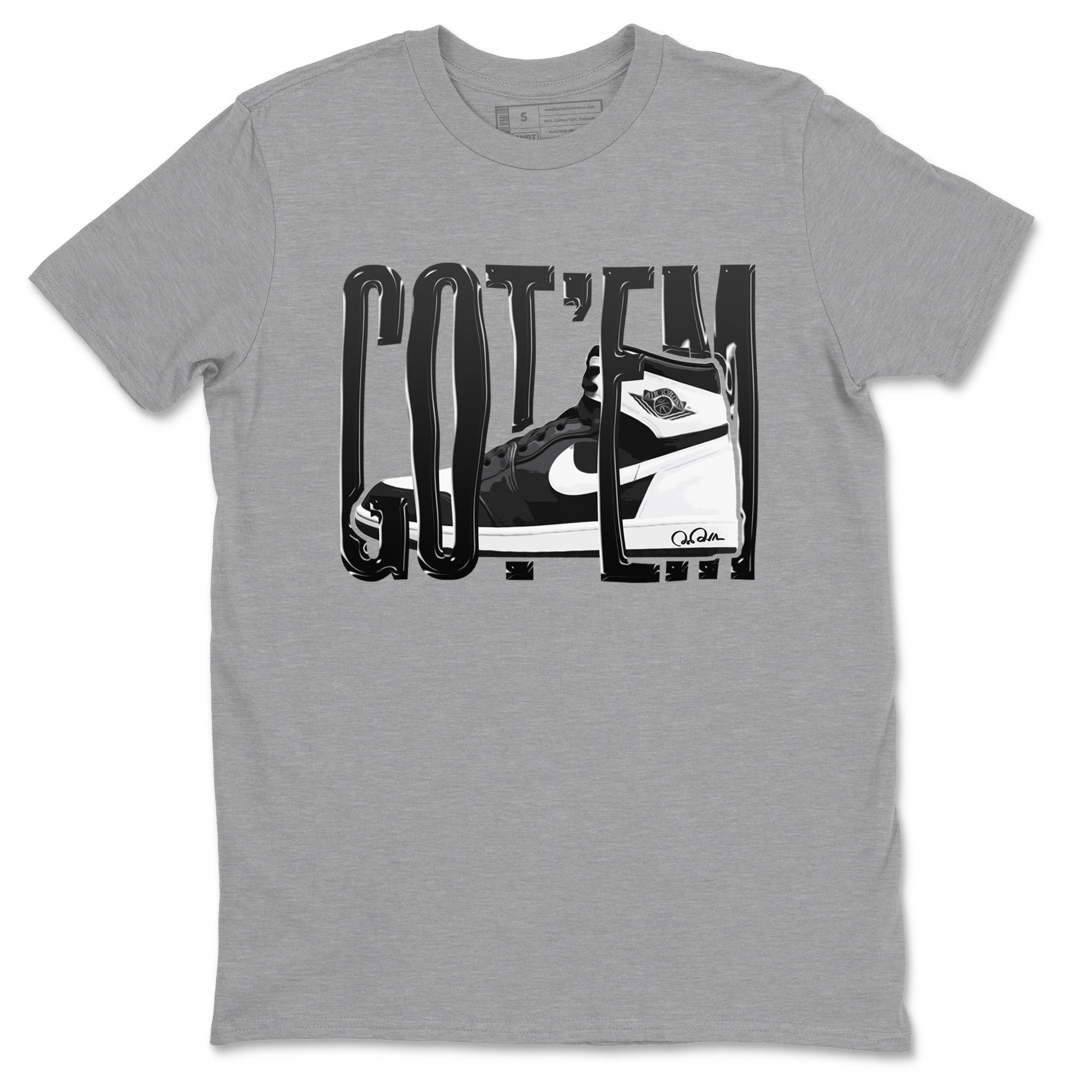1s Black White shirt to match jordans Wiggling Gotem sneaker tees Air Jordan 1 High OG Black White SNRT Sneaker Release Tees unisex cotton Heather Grey 2 crew neck shirt