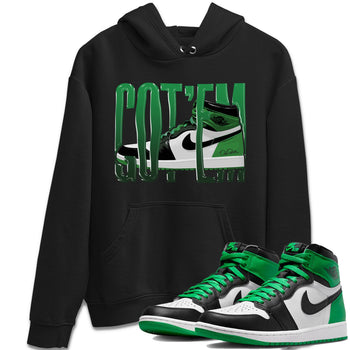 Air Jordan 1 Celtics Sneaker Match Tees Wiggling Gotem Sneaker Tees AJ1 High OG Lucky Green Sneaker Release Tees Unisex Shirts Black 1