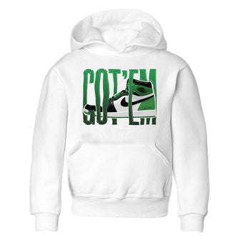 Air Jordan 1 Celtics Sneaker Match Tees Wiggling Gotem Sneaker Tees AJ1 High OG Lucky Green Sneaker Release Tees Kids Shirts White 2