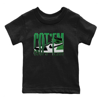 Air Jordan 1 Celtics Sneaker Match Tees Wiggling Gotem Sneaker Tees AJ1 High OG Lucky Green Sneaker Release Tees Kids Shirts Black 2