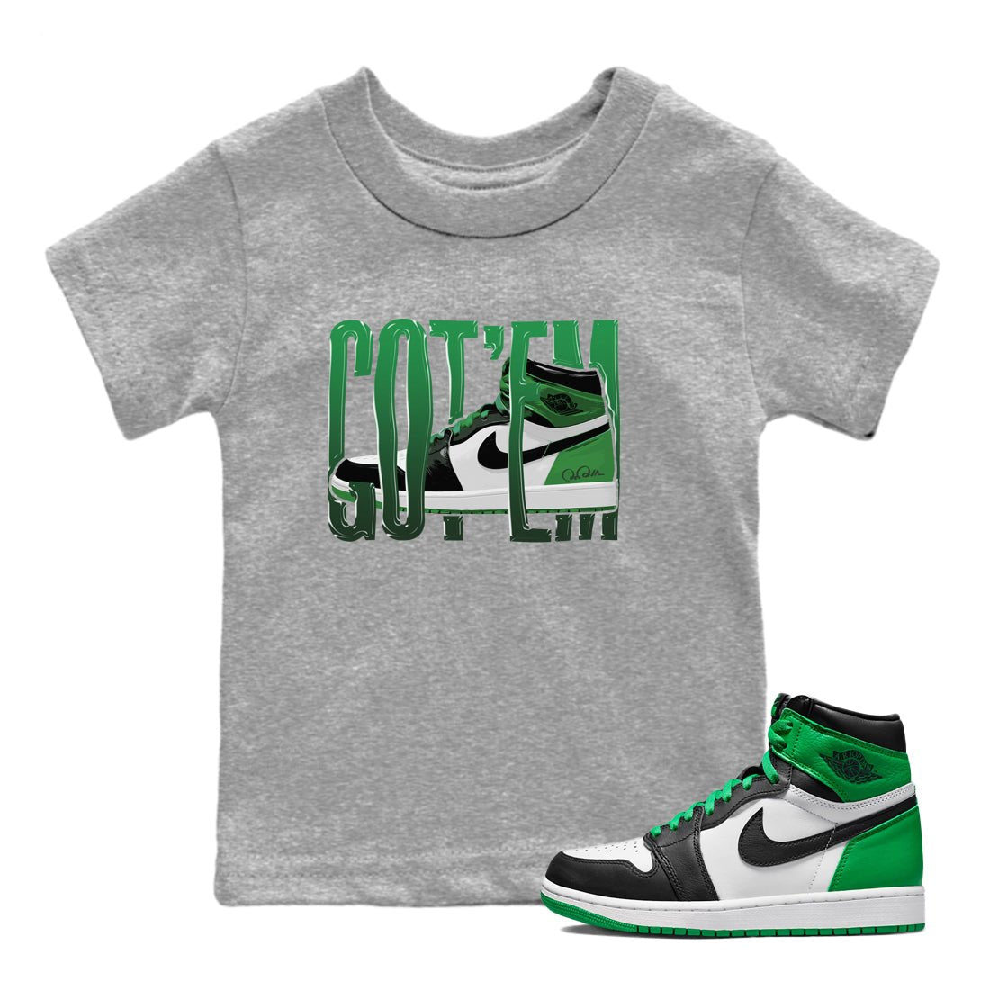 Air Jordan 1 Celtics Wiggling Gotem Baby and Kids Sneaker Tees Air Jordan 1 Celtics Kids Sneaker Tees Size Chart