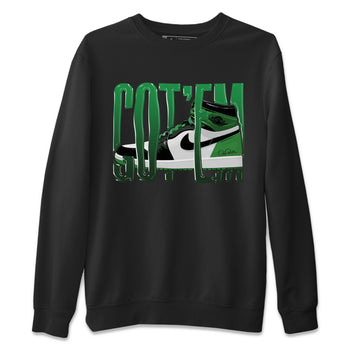 Air Jordan 1 Celtics Sneaker Match Tees Wiggling Gotem Sneaker Tees AJ1 High OG Lucky Green Sneaker Release Tees Unisex Shirts Black 2