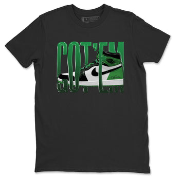 Air Jordan 1 Celtics Sneaker Match Tees Wiggling Gotem Sneaker Tees AJ1 High OG Lucky Green Sneaker Release Tees Unisex Shirts Black 2