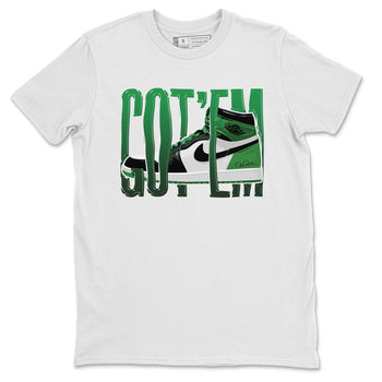 Air Jordan 1 Celtics Sneaker Match Tees Wiggling Gotem Sneaker Tees AJ1 High OG Lucky Green Sneaker Release Tees Unisex Shirts White 2