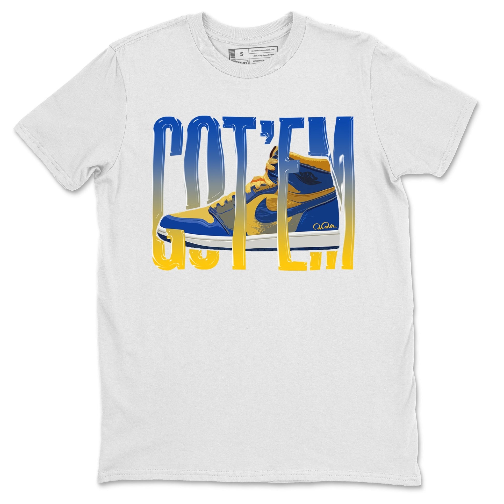 Jordan 1 Game Royal Varsity Maize Sneaker Match Tees Wiggling Gotem Sneaker Tees Jordan 1 Game Royal Varsity Maize Sneaker Release Tees Unisex Shirts